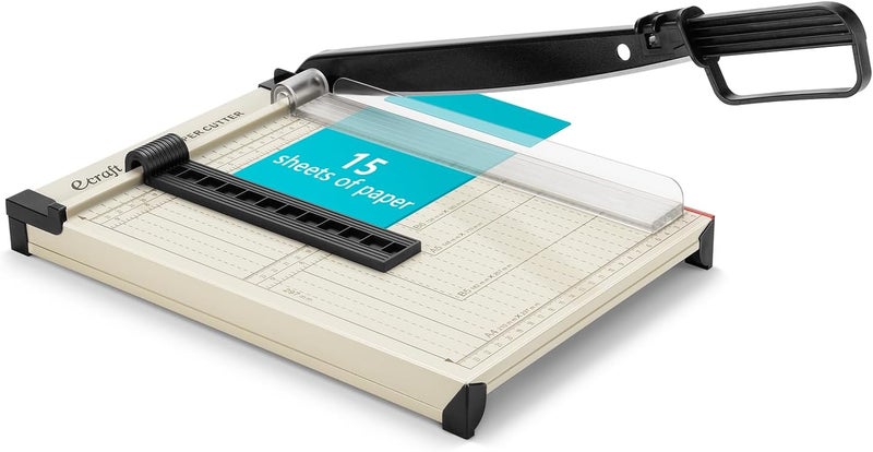 ecraft 12" Guillotine Paper Cutter：Paper Trimmer Accurate Cutting with Safety Guard,15 Sheets Capacity,Magnetic Guide,Heavy Duty Metal Base, Perfect for Cardstock,Cardboard,Vinyl,Crafts & Photos - Image 1